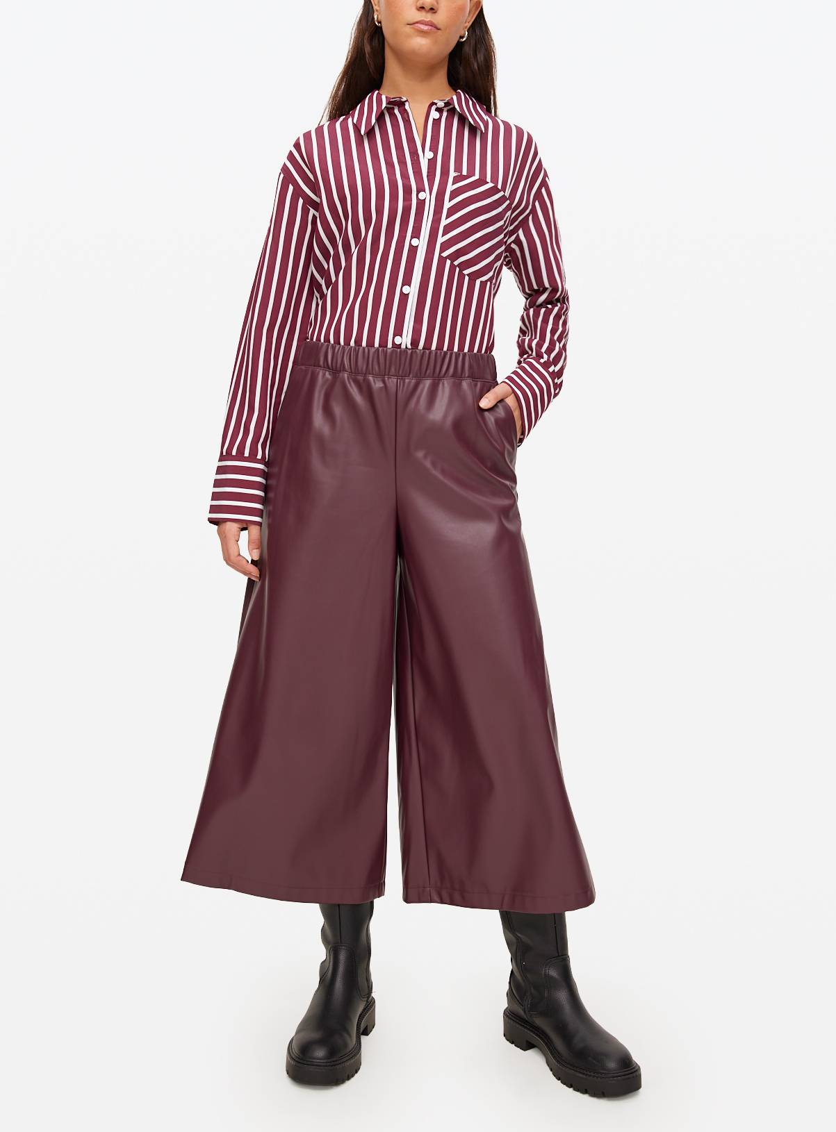 Burgundy PU Culottes 18 - Image 2